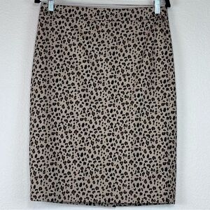 J. Crew No.2 Cotton‎ Blend Fully Lined Leopard Print Pencil Midi Skirt Size 6